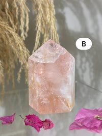 Rose Quartz with Golden Healer Tower | Brazil