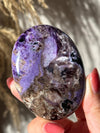 Purple Charoite Palm Stone: 3" Siberian Crystal Pocket Stone
