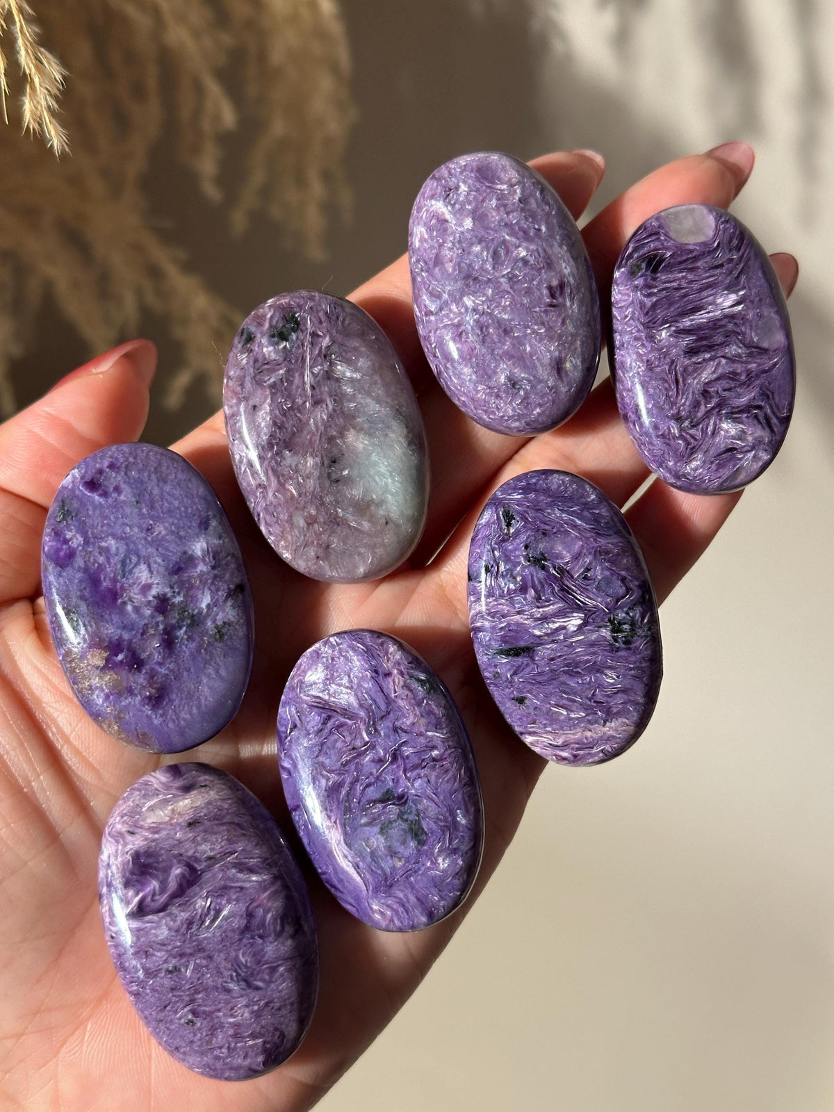 High Quality Charoite Palmstone from Russia, Purple Charoite Palm, Rare Collectible Pocket Stone for Gifting