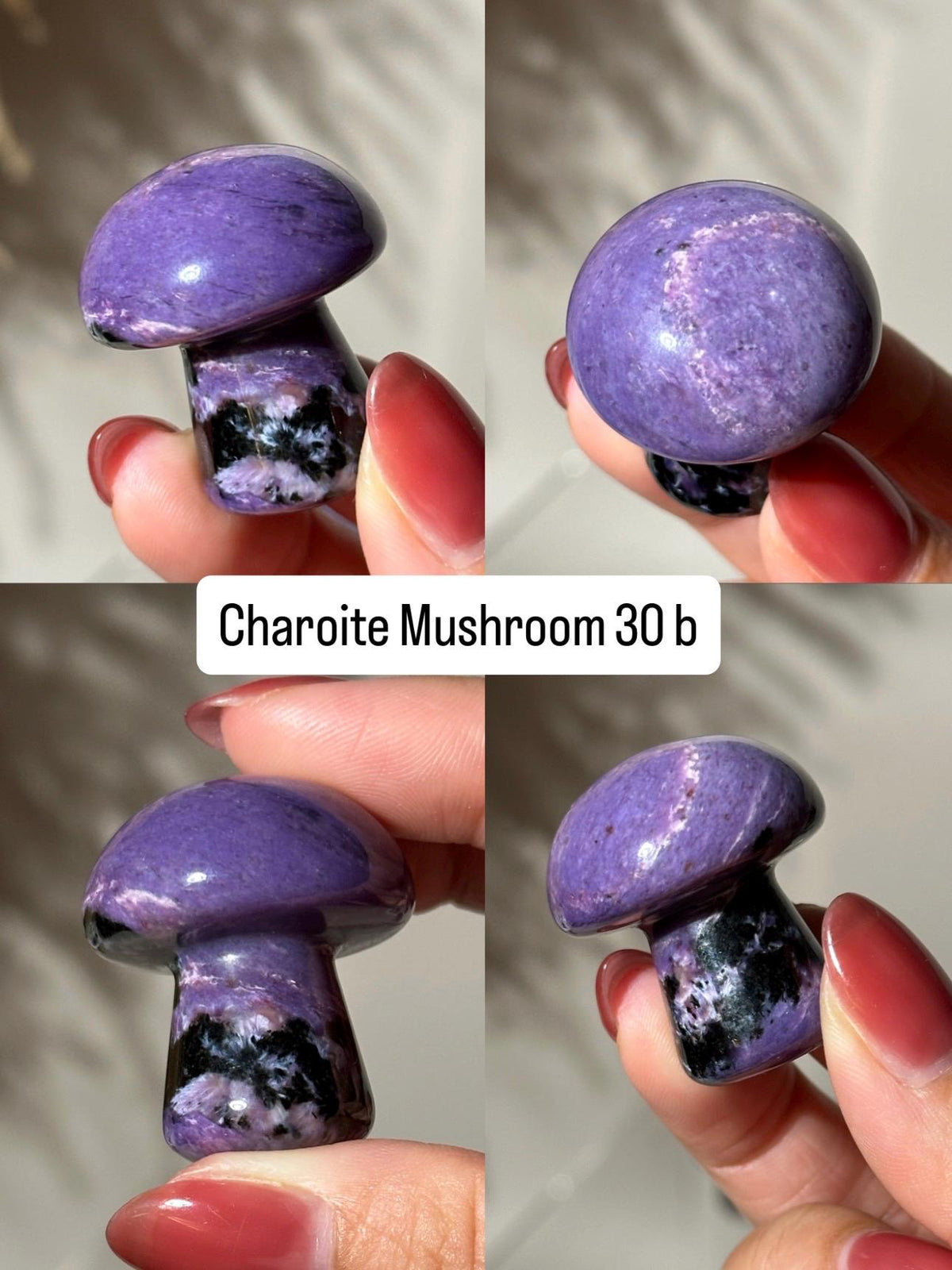 Charoite Mushroom Carving 1.25” | Rare Purple Crystal from Russia | Collectible Stone, Healing Gift, Crystal Decor