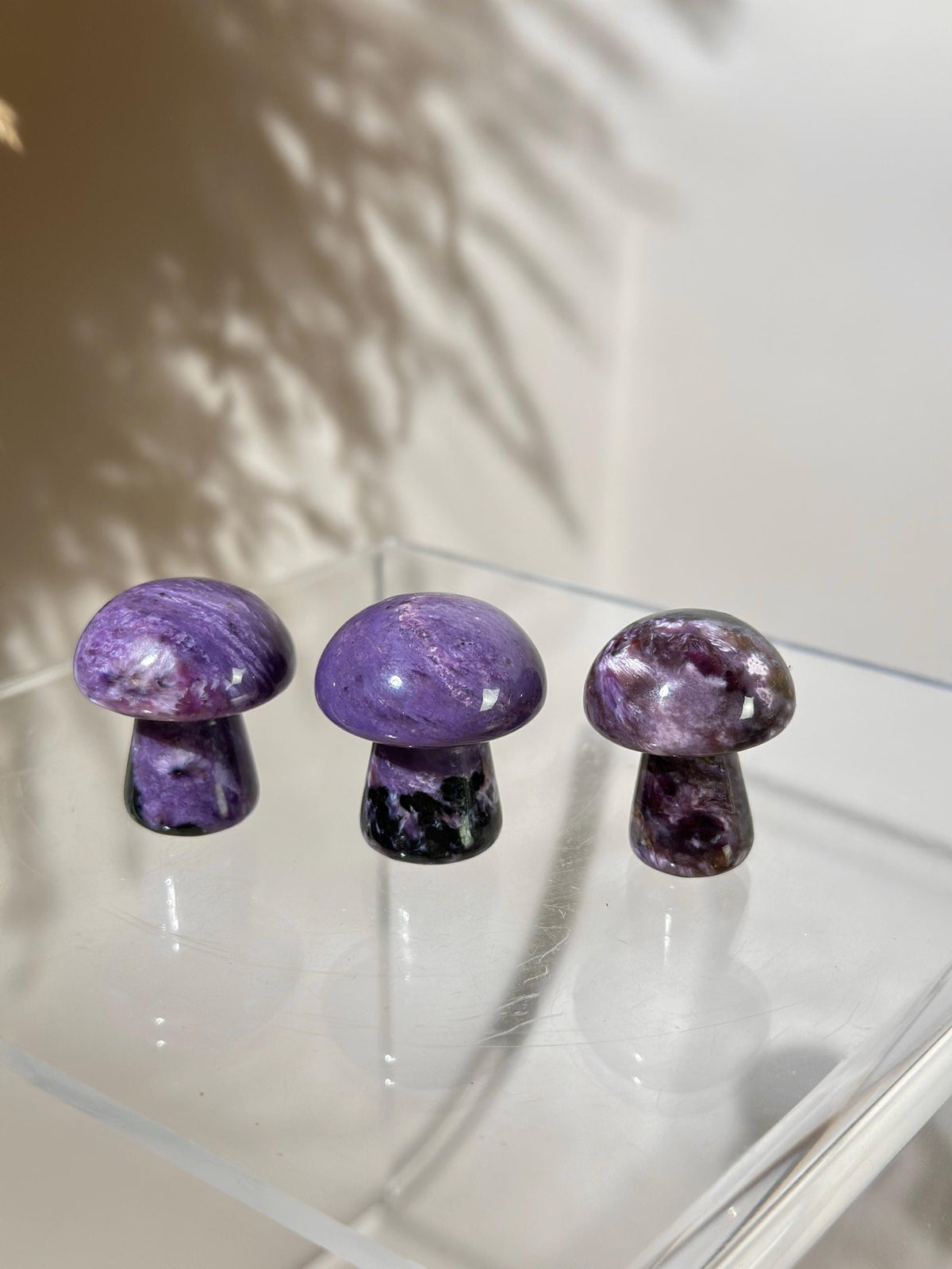 Charoite Mushroom Carving 1.25” | Rare Purple Crystal from Russia | Collectible Stone, Healing Gift, Crystal Decor