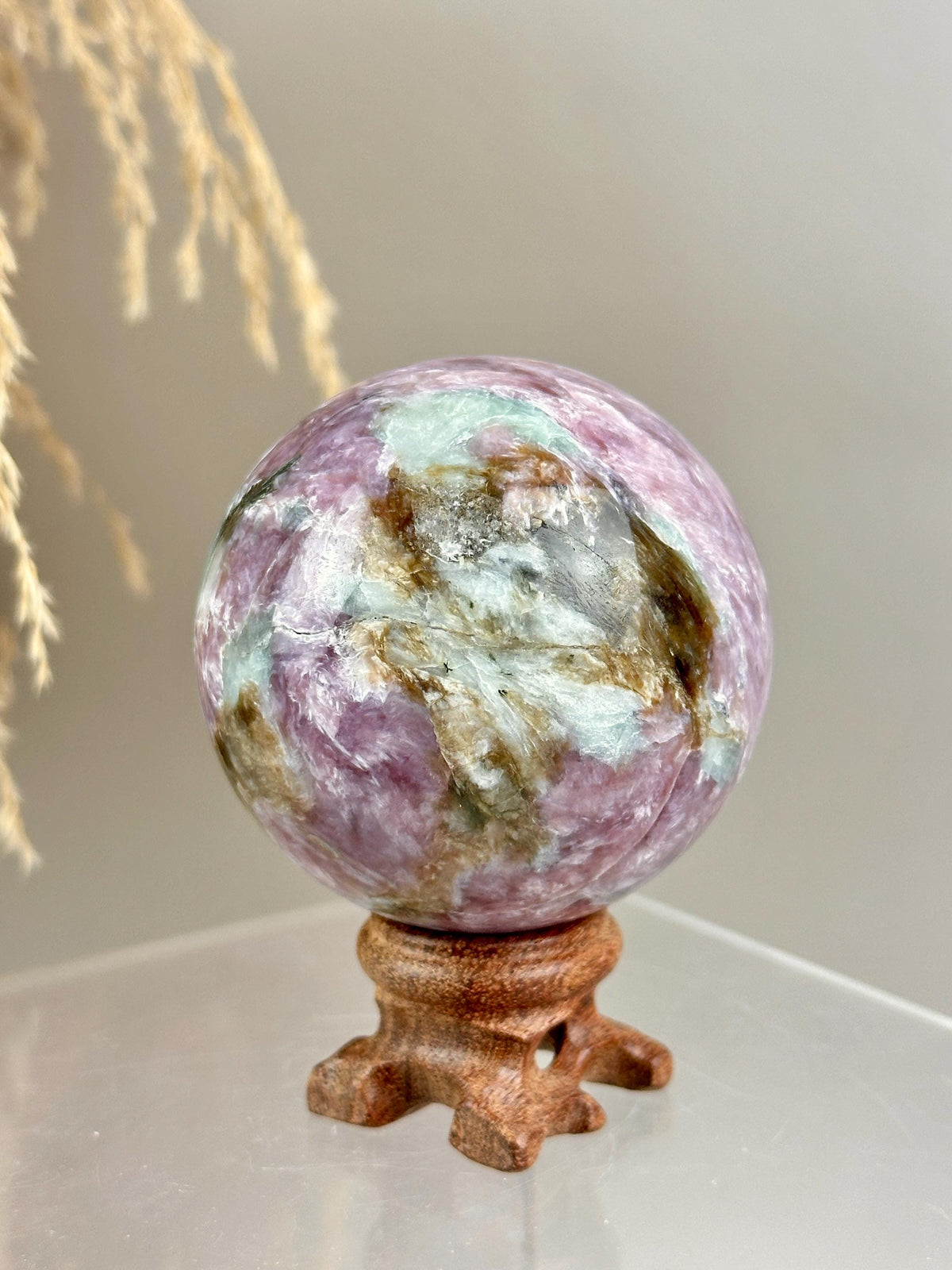Rare Find Pink Charoite Sphere with Blue Calcite Russian Minerals for Crystal Collector and Home Decor #2