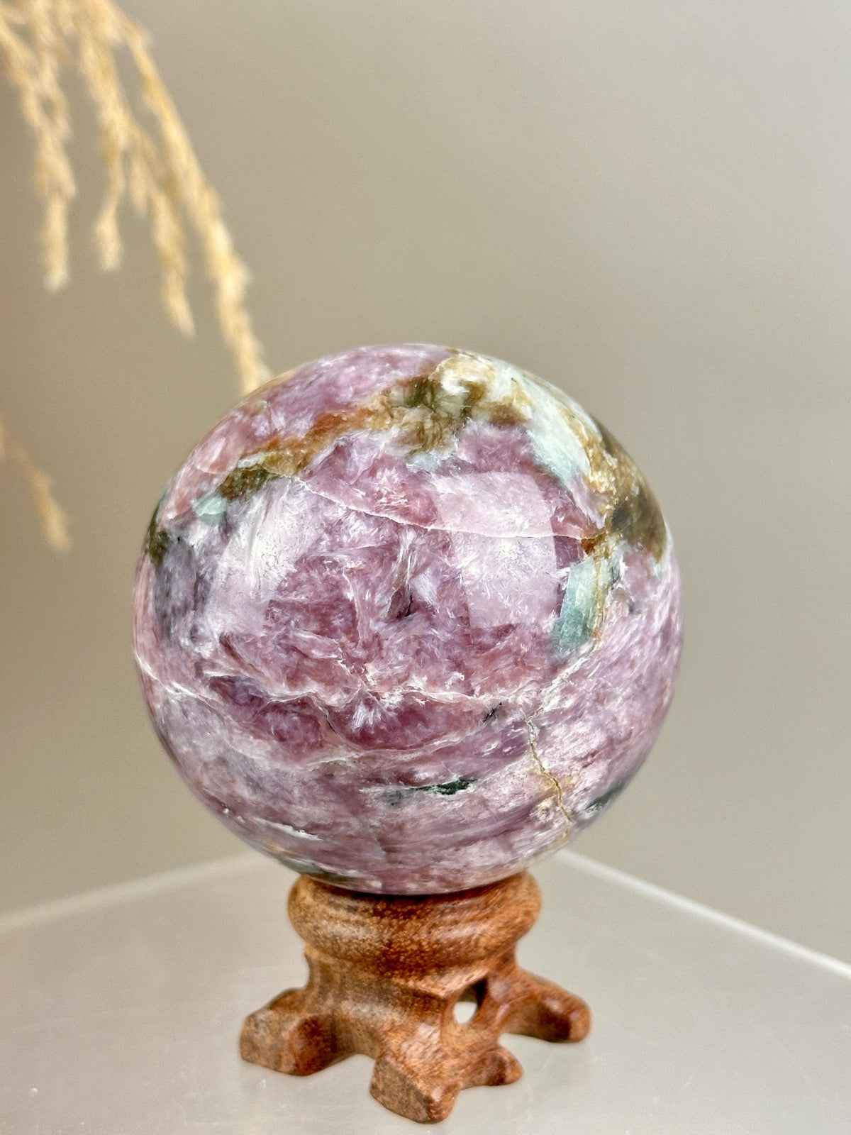 Rare Find Pink Charoite Sphere with Blue Calcite Russian Minerals for Crystal Collector and Home Decor #2