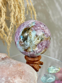 Rare Find Pink Charoite Sphere with Blue Calcite Russian Minerals for Crystal Collector and Home Decor #2
