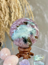 Rare Find Pink Charoite Sphere with Blue Calcite Russian Minerals for Crystal Collector and Home Decor #1