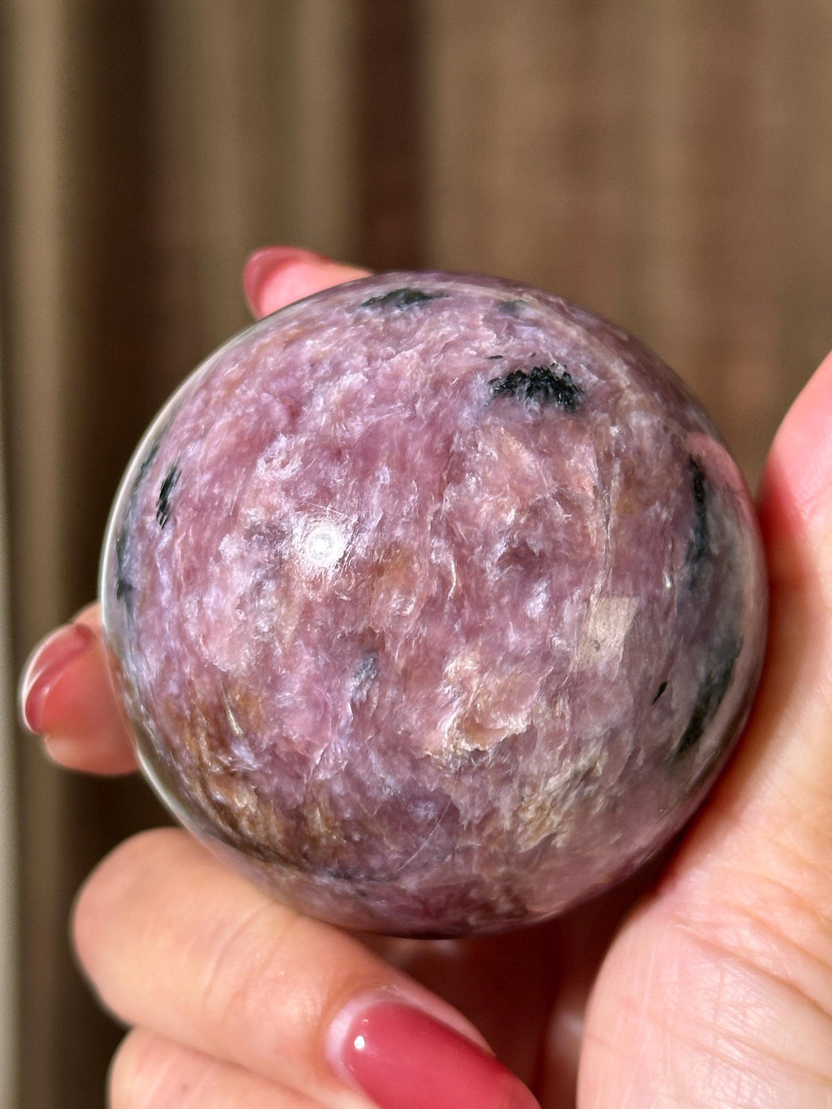Rare Find Pink Charoite Sphere with Blue Calcite #3
