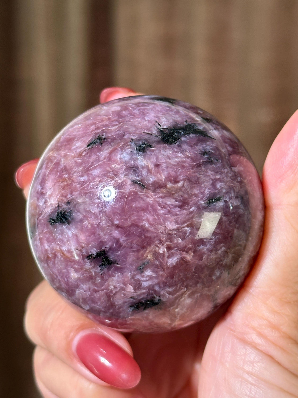 Rare Find Pink Charoite Sphere with Blue Calcite #3