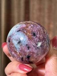 Rare Find Pink Charoite Sphere with Blue Calcite #3