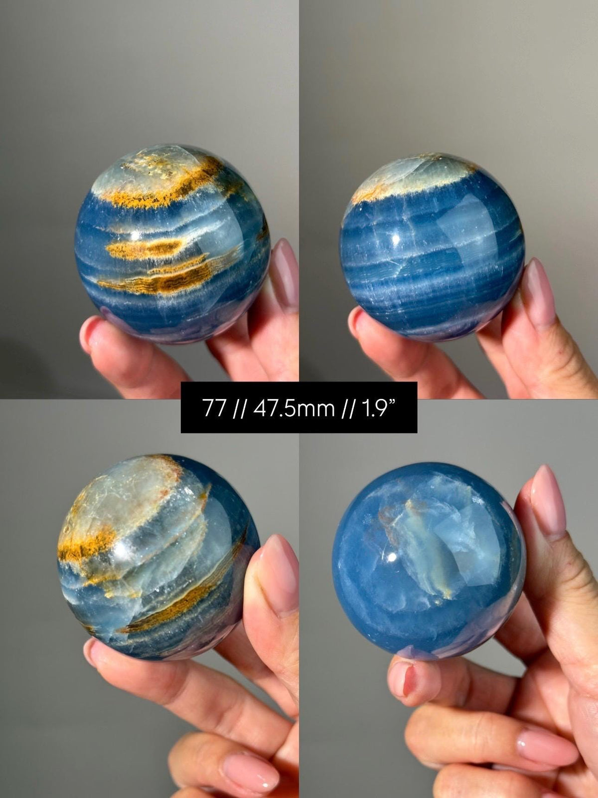 Blue Calcite Sphere: Argentinian Onyx Aquatine Crystal | Choose Your Piece