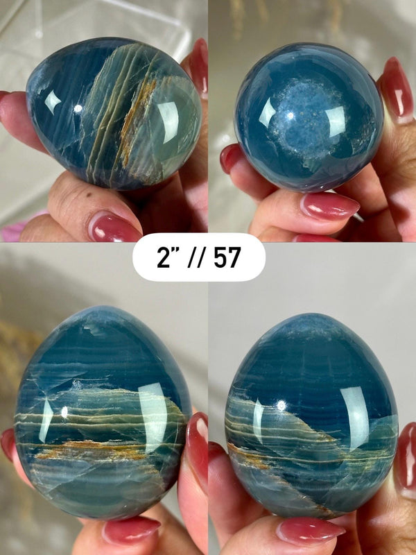 Blue Calcite Palm Stone: Argentina Onyx Aquatine Crystal Tumble, Choose Your Piece
