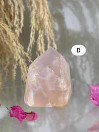 Rose Quartz with Golden Healer Tower | Brazil