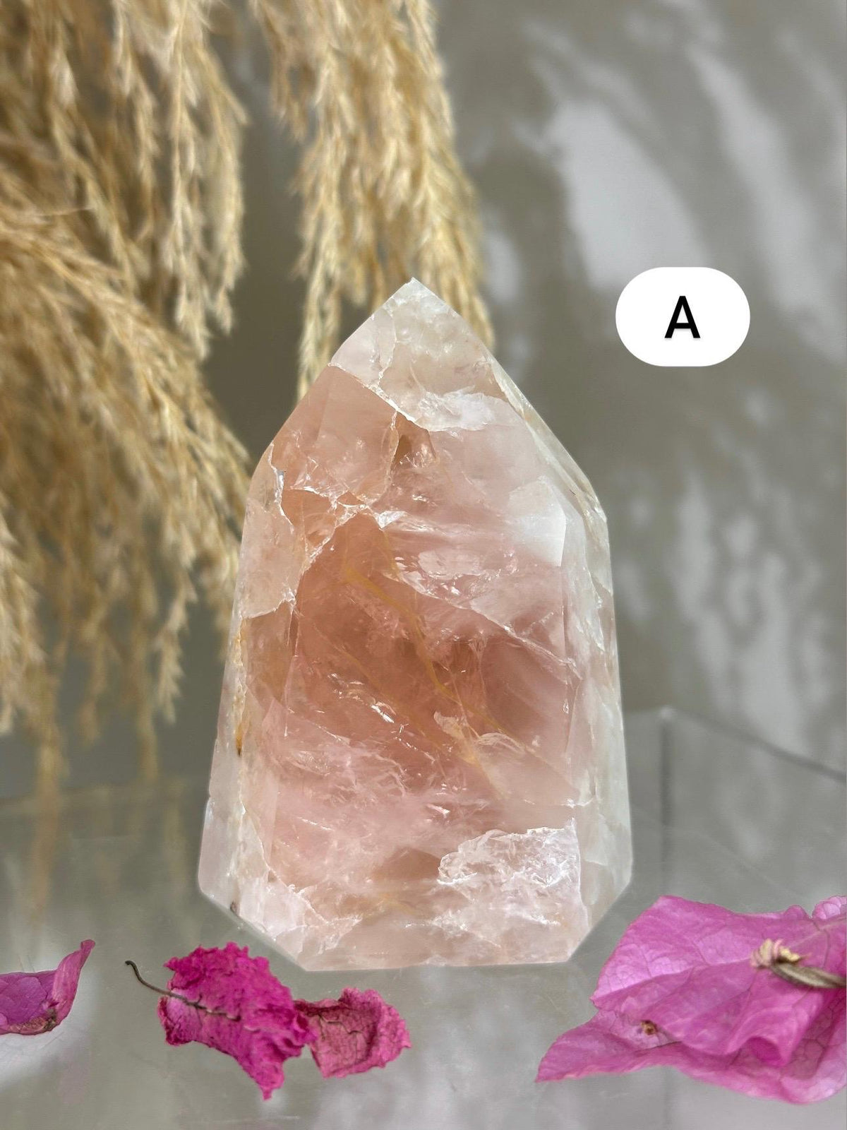 Rose Quartz with Golden Healer Tower | Brazil