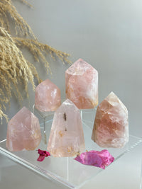 Rose Quartz with Golden Healer Tower | Brazil