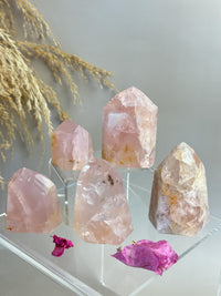 Rose Quartz with Golden Healer Tower | Brazil