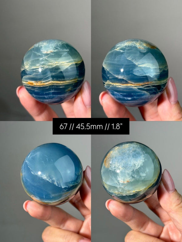 Blue Calcite Sphere: Argentinian Onyx Aquatine Crystal | Choose Your Piece
