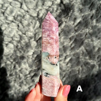 Pink Charoite with Blue Calcite tower for Crystal Collector Rare Find - CHOOSE YOUR PIECE