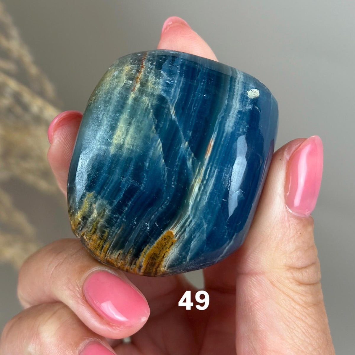 Blue Calcite Palm Stone: Argentina Onyx Aquatine Crystal Tumble, Choose Your Piece