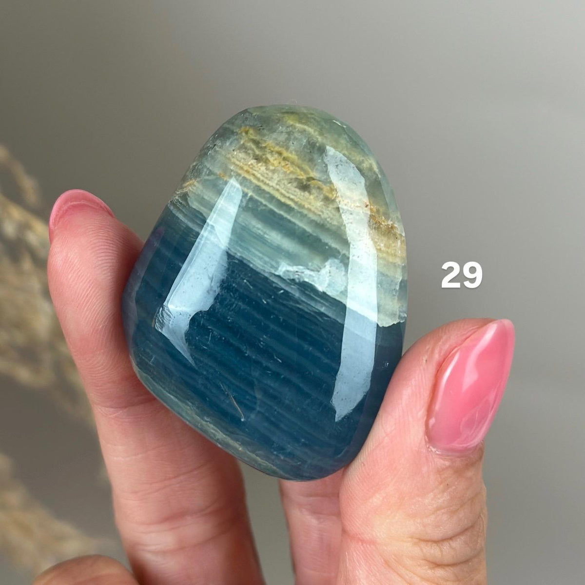 Blue Calcite Palm Stone: Argentina Onyx Aquatine Crystal Tumble, Choose Your Piece