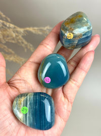 Blue Calcite Palm Stone: Argentina Onyx Aquatine Crystal Tumble, Choose Your Piece
