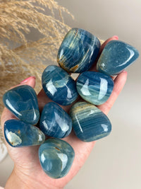 Blue Calcite Palm Stone: Argentina Onyx Aquatine Crystal Tumble, Choose Your Piece