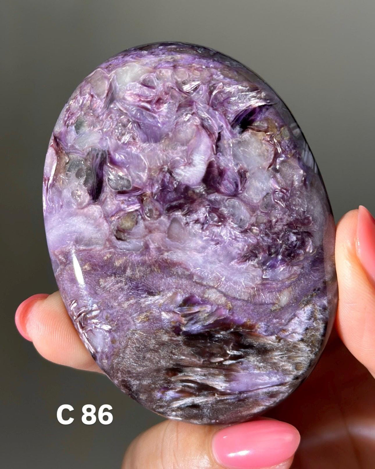 Large Charoite Palmstone Pocket Stone 3" - CHOOSE YOUR PIECE
