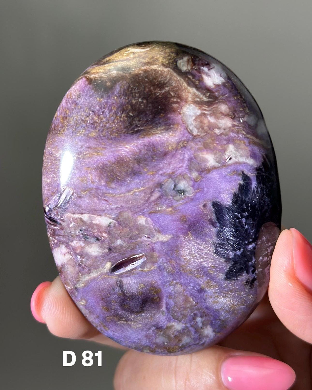 Large Charoite Palmstone Pocket Stone 3" - CHOOSE YOUR PIECE