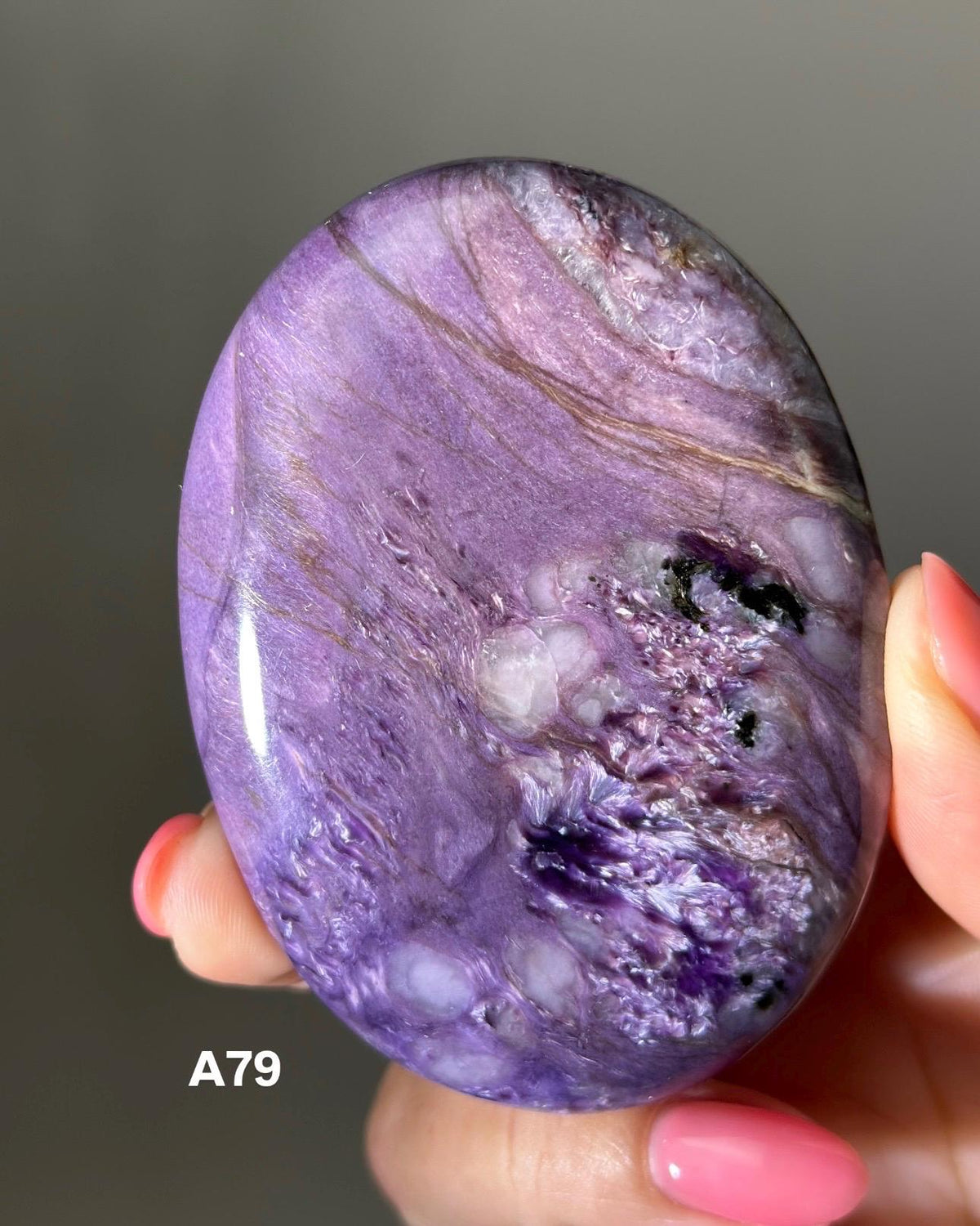 Large Charoite Palmstone Pocket Stone 3" - CHOOSE YOUR PIECE