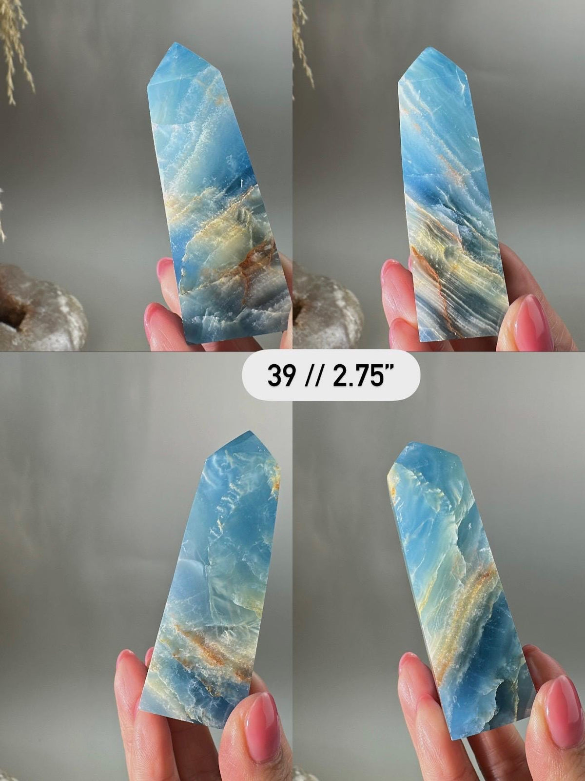 Blue Calcite Tower: Argentina Onyx Aquatine Crystal Tower | Choose Your Piece