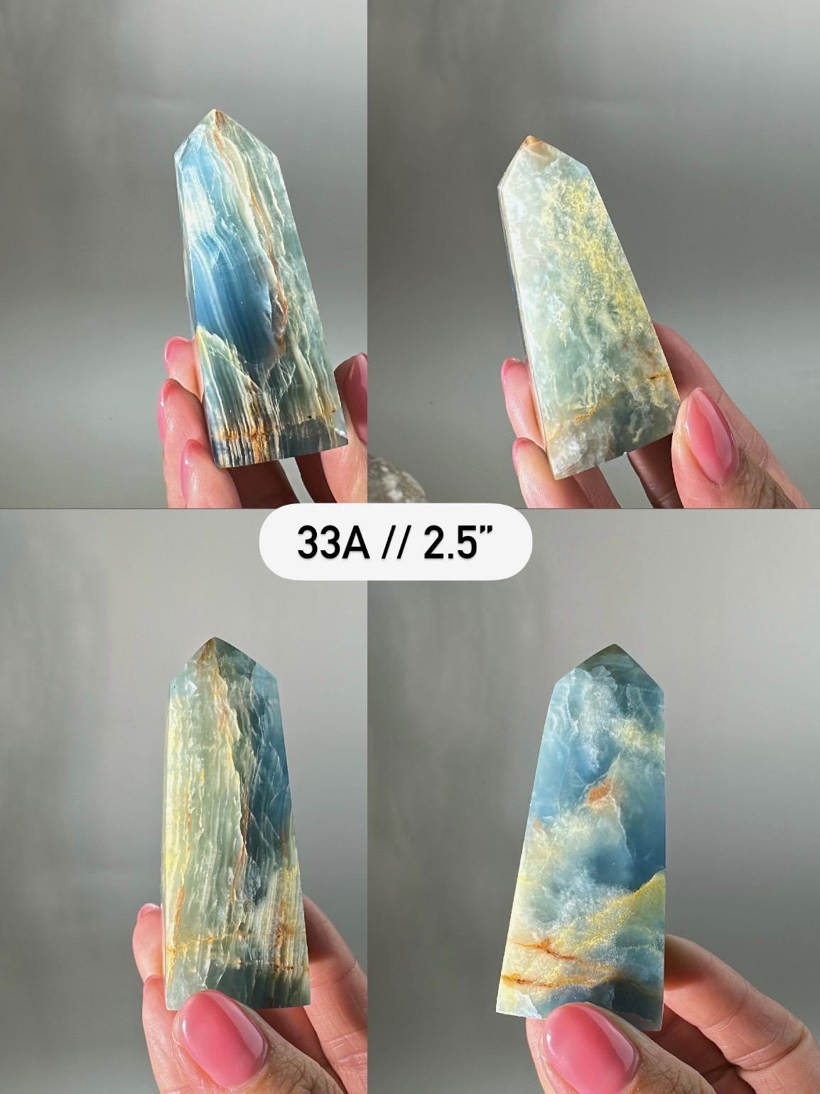 Blue Calcite Tower: Argentina Onyx Aquatine Crystal Tower | Choose Your Piece