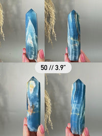 Blue Calcite Tower: Argentina Onyx Aquatine Crystal Tower | Choose Your Piece