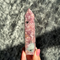 Pink Charoite with Blue Calcite tower for Crystal Collector Rare Find - CHOOSE YOUR PIECE