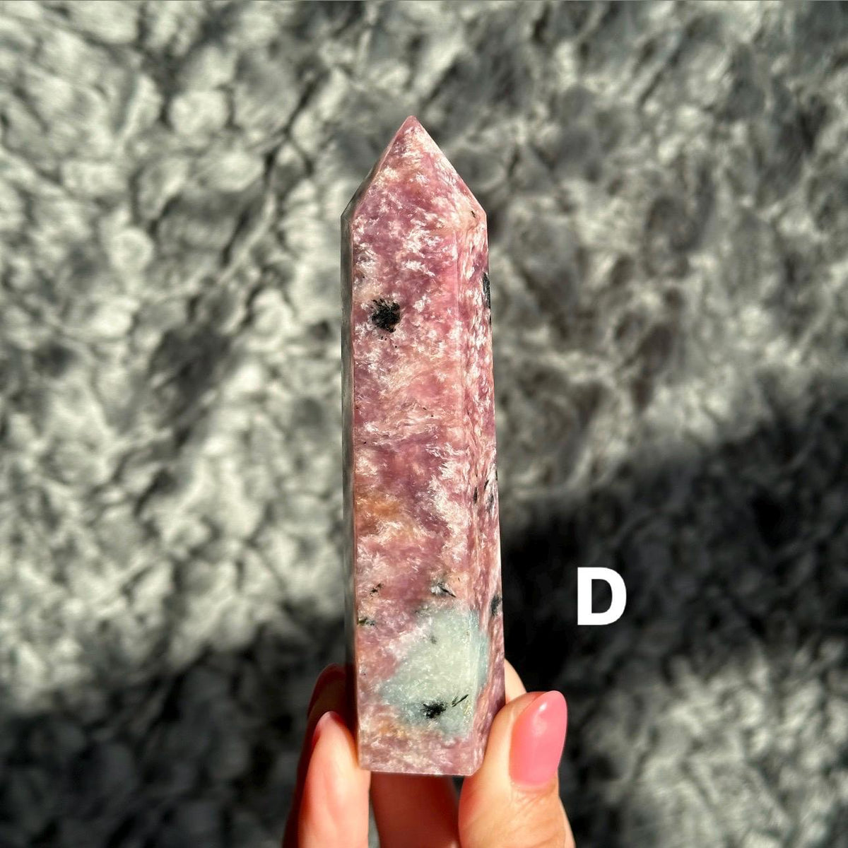 Pink Charoite with Blue Calcite tower for Crystal Collector Rare Find - CHOOSE YOUR PIECE