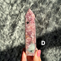 Pink Charoite with Blue Calcite tower for Crystal Collector Rare Find - CHOOSE YOUR PIECE