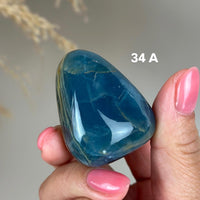 Blue Calcite Palm Stone: Argentina Onyx Aquatine Crystal Tumble, Choose Your Piece