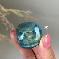 Blue Calcite Palm Stone: Argentina Onyx Aquatine Crystal Tumble, Choose Your Piece