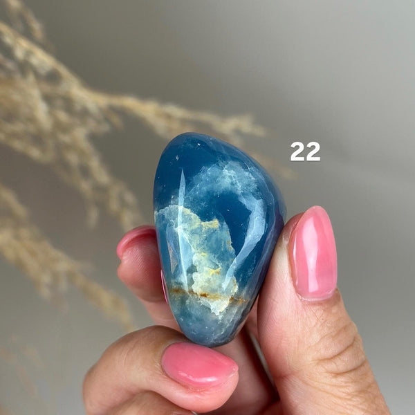 Blue Calcite Palm Stone: Argentina Onyx Aquatine Crystal Tumble, Choose Your Piece