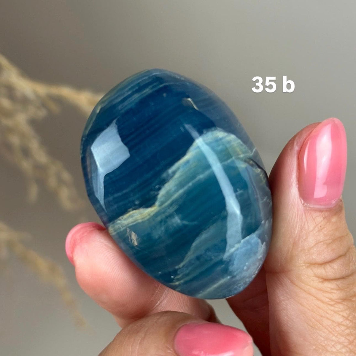Blue Calcite Palm Stone: Argentina Onyx Aquatine Crystal Tumble, Choose Your Piece