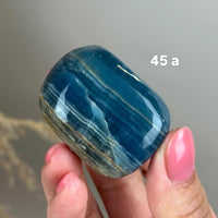 Blue Calcite Palm Stone: Argentina Onyx Aquatine Crystal Tumble, Choose Your Piece