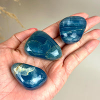 Blue Calcite Palm Stone: Argentina Onyx Aquatine Crystal Tumble, Choose Your Piece