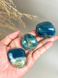 Blue Calcite Palm Stone: Argentina Onyx Aquatine Crystal Tumble, Choose Your Piece