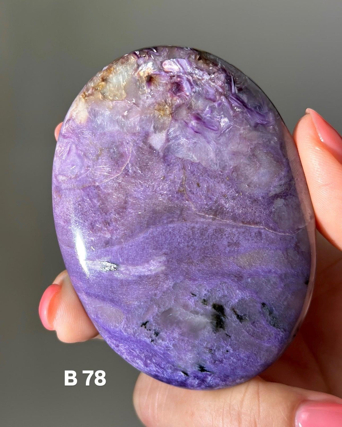 Large Charoite Palmstone Pocket Stone 3" - CHOOSE YOUR PIECE