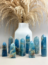 Blue Calcite Tower: Argentina Onyx Aquatine Crystal Tower | Choose Your Piece