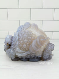 Three-Legged Geode Agate Prosperity Feng Shui Money TOAD Carving - BB - InterstellarHawaii