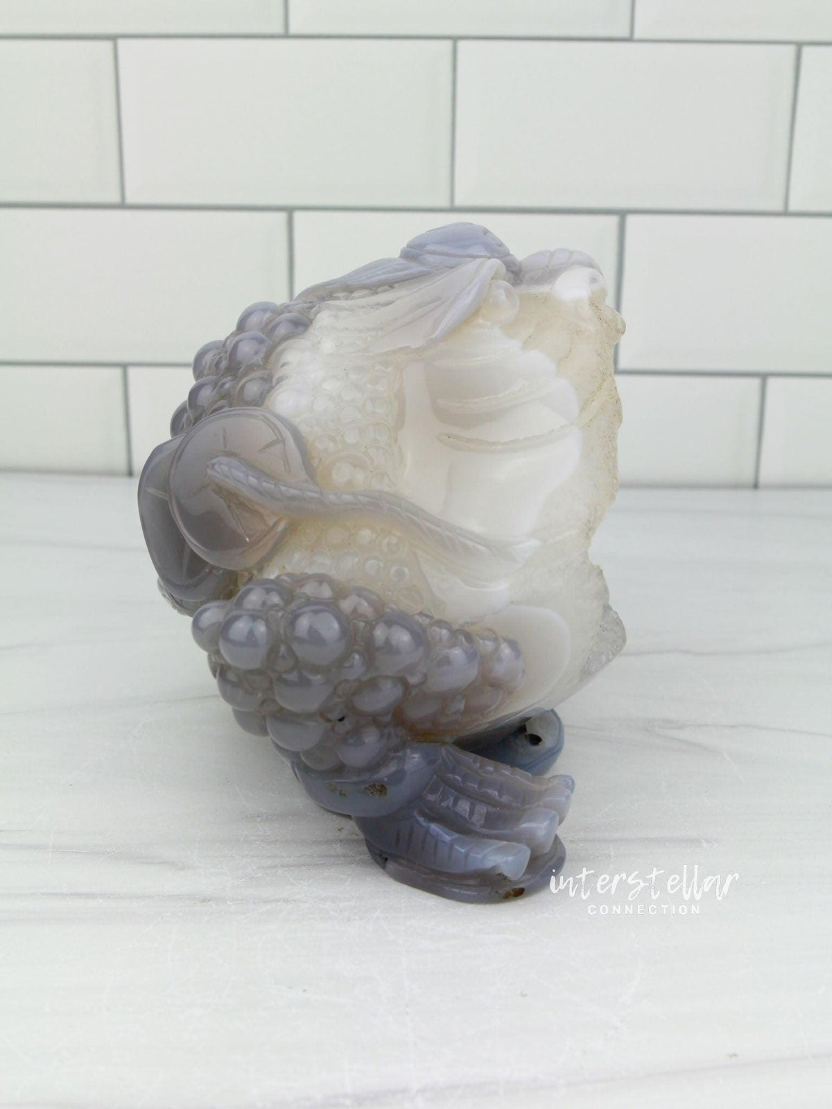 Three-Legged Geode Agate Prosperity Feng Shui Money TOAD Carving - BB - InterstellarHawaii