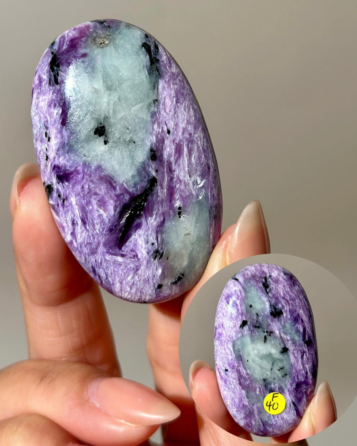 High Quality Charoite Palmstone from Russia, Purple Charoite Palm, Rare Collectible Pocket Stone for Gifting