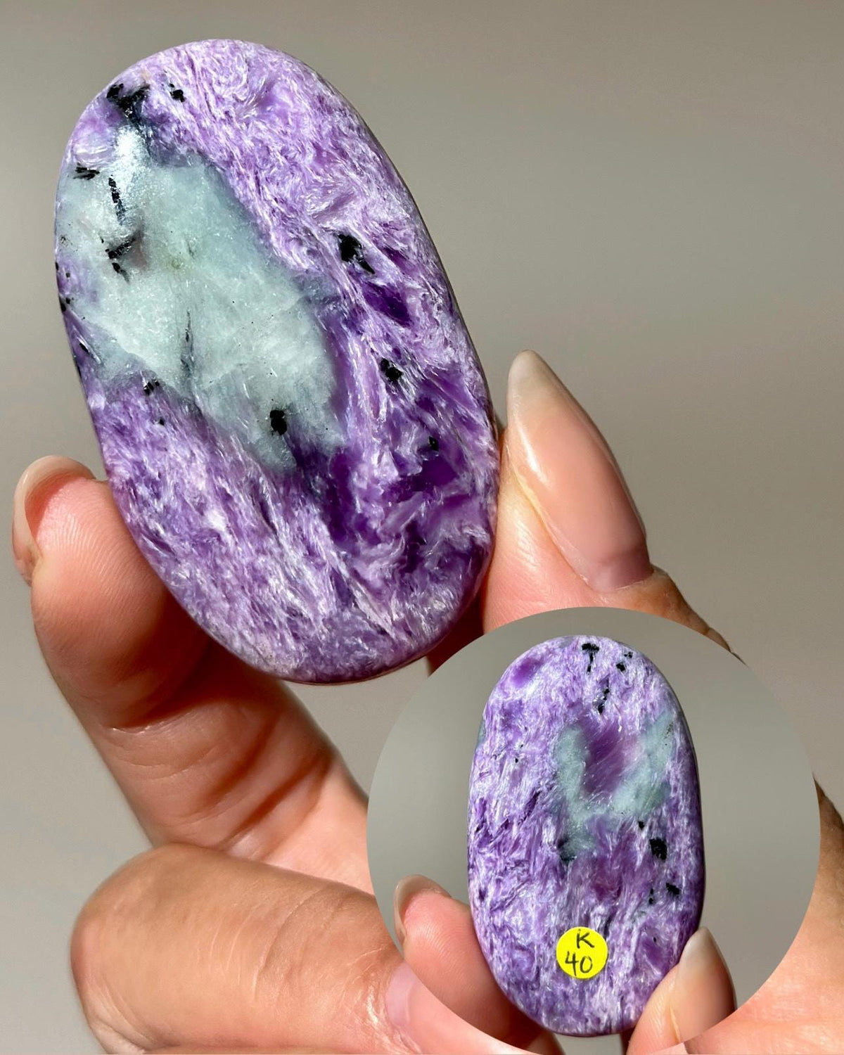 High Quality Charoite Palmstone from Russia, Purple Charoite Palm, Rare Collectible Pocket Stone for Gifting