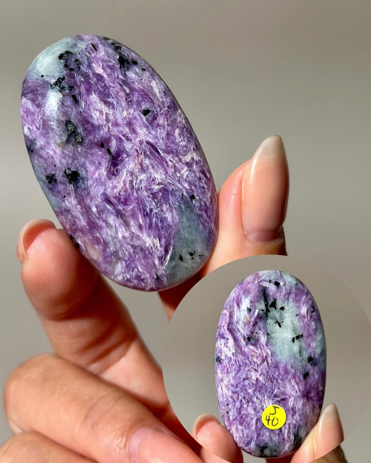 High Quality Charoite Palmstone from Russia, Purple Charoite Palm, Rare Collectible Pocket Stone for Gifting