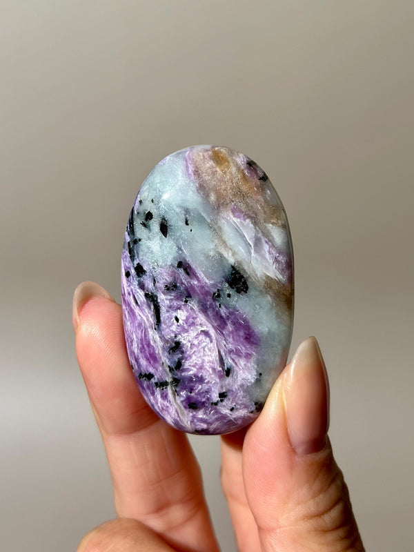 High Quality Charoite Palmstone from Russia, Purple Charoite Palm, Rare Collectible Pocket Stone for Gifting