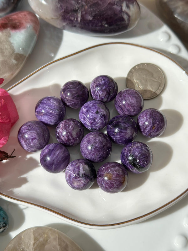 Purple Charoite Mini Sphere, Russian Gemstone, Pocket Stone
