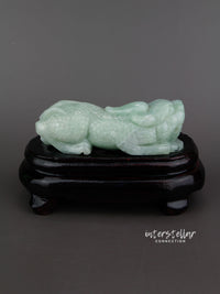 Burmese Jade Chinese Guardian Lion Carving 100% Natural #J22